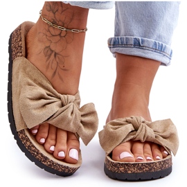 Papuci Wendy cu talpă din plută, bej deschis