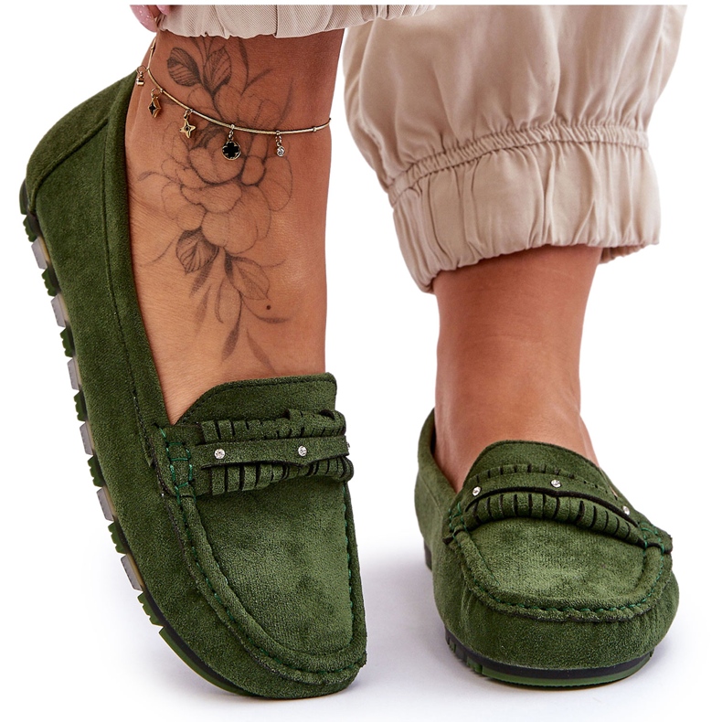 PG1 Mocasini de dama din piele intoarsa verde Clorie PG1 Mocasini de dama din piele intoarsa verde Clorie