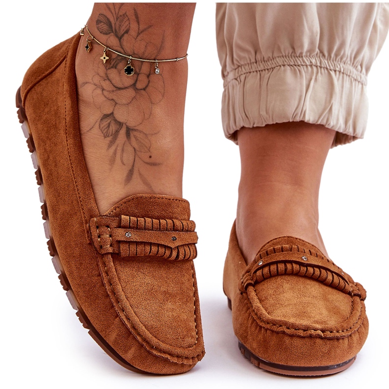 PG1 Mocasini din piele intoarsa pentru dama Camel Clorie maro