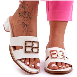 Papuci Eleganti De Dama Cu Decorat Alb Atlantis