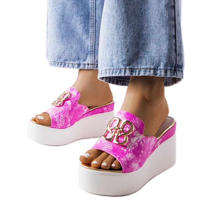 Sandale cu pană roz Havanna