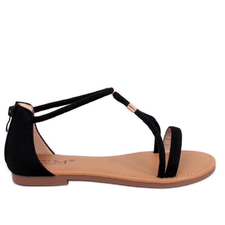 Leehom Sandale negre din piele intoarsa pentru femei negru