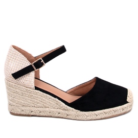Espadrile Platten Black cu pană negru Espadrile Platten Black cu pană negru