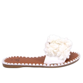 Papuci cu flori Prima White alb Papuci cu flori Prima White alb
