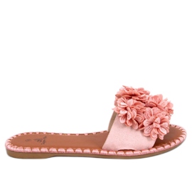 Papuci cu flori Prima Pink roz Papuci cu flori Prima Pink roz