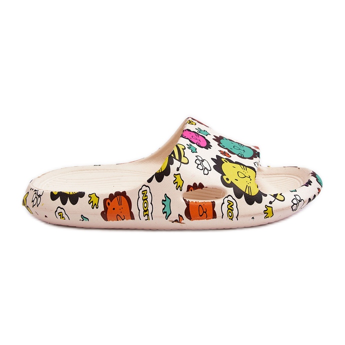 WJ1 Papuci Copii Ușoare Spumă Motiv Leu Bej Esther