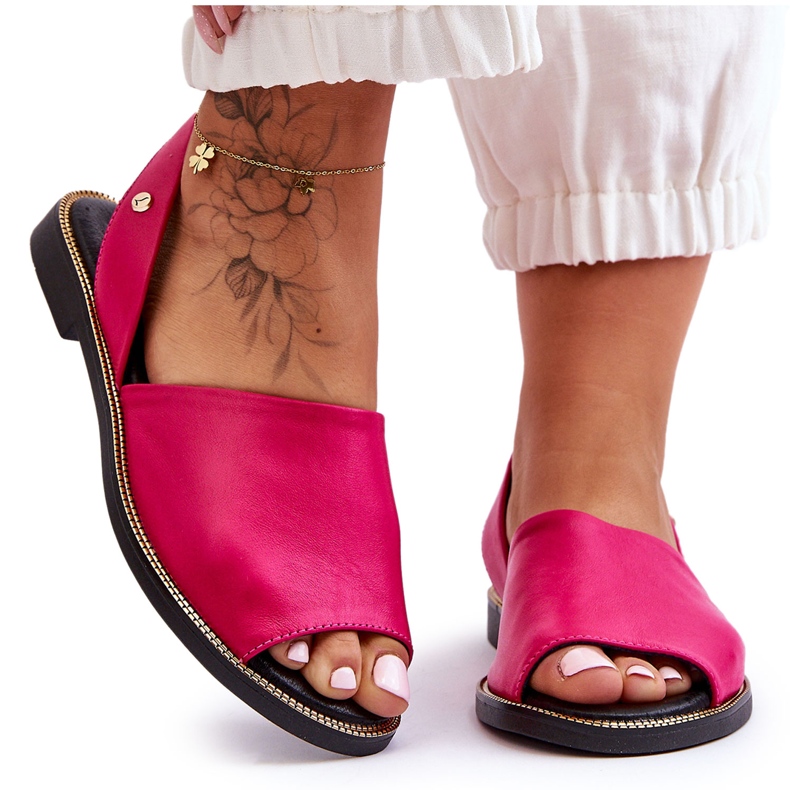 Lemar Sandale cu slip-on din piele fuchsia Alivia roz Lemar Sandale cu slip-on din piele fuchsia Alivia roz