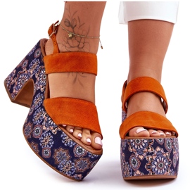 Sandale Maciejka Piele Toc Înalt 06089-18 Portocaliu portocale