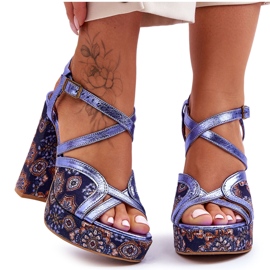 Piele Tocuri Sandale Maciejka 06084-17 Bleumarin albastru