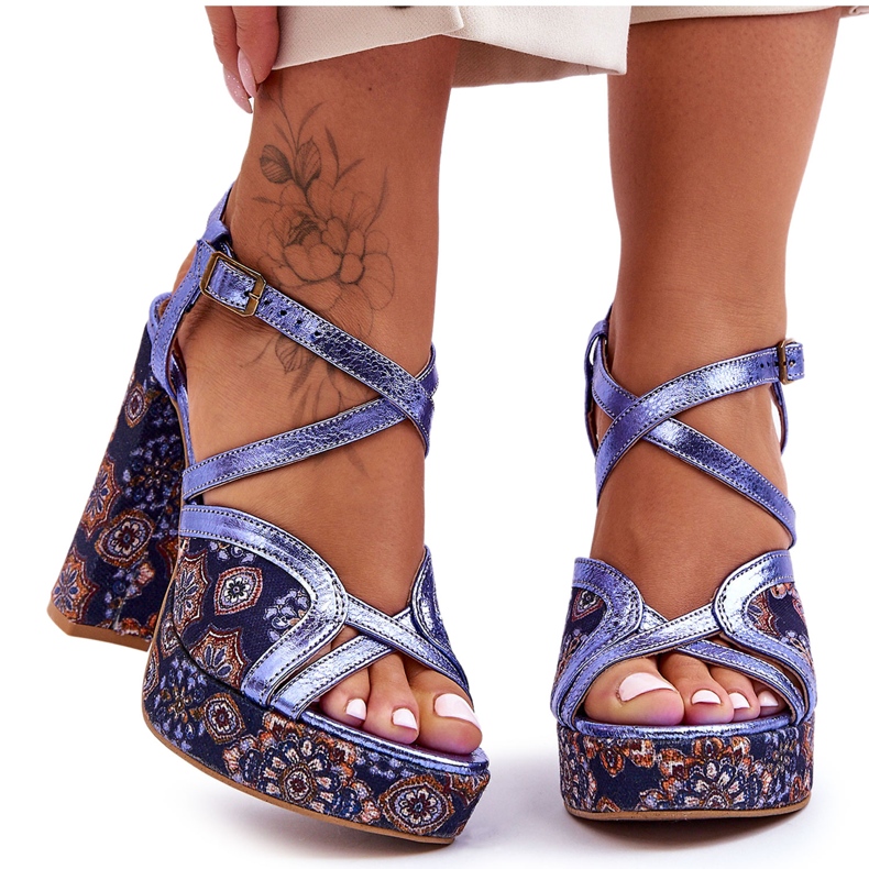 Piele Tocuri Sandale Maciejka 06084-17 Bleumarin albastru