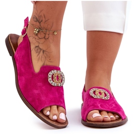 Sandale Plate Din piele intoarsa Cu Decorat Nicole 2744/067 Fucsia roz Sandale Plate Din piele intoarsa Cu Decorat Nicole 2744/067 Fucsia roz