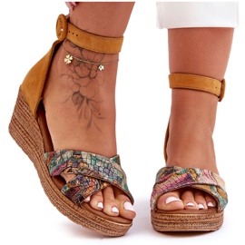 Sandale cu pană din piele intoarsa Maciejka 04565-43 Portocaliu portocale