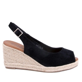 Espadrile Nevil Black cu vârf deschis negru Espadrile Nevil Black cu vârf deschis negru