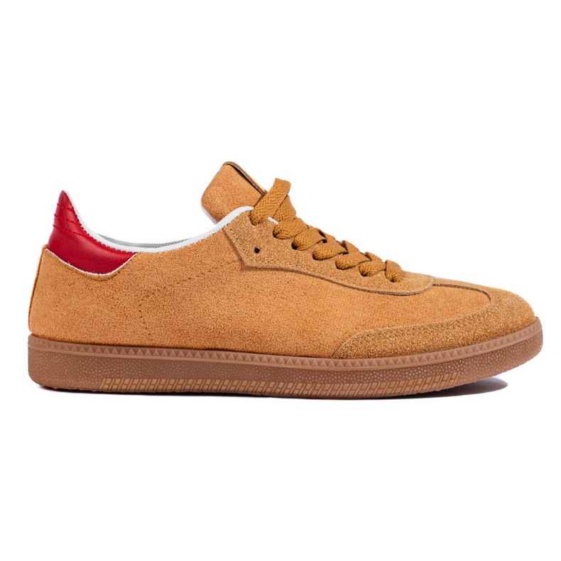 Tenisi Shelovet maro din piele intoarsa bej