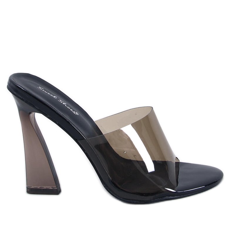 Seymour Sandale negre transparente cu toc negru