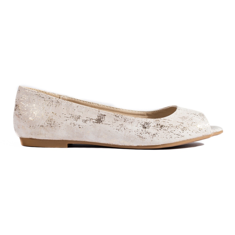 Balerini de damă Gold Shelovet cu vârf deschis de aur