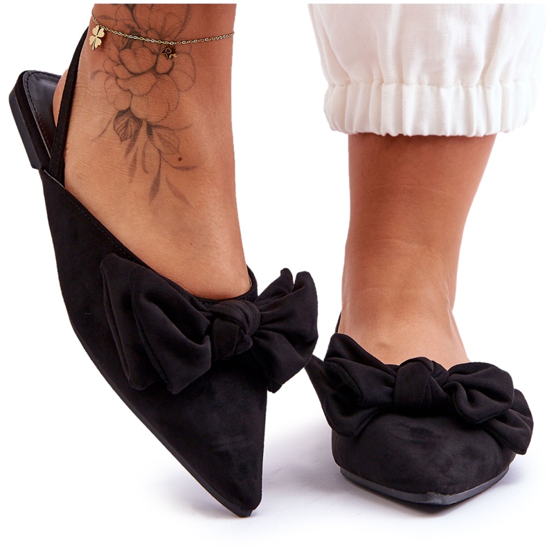 Balerini Slip-On Damă Cu Fundă Negru Nadine