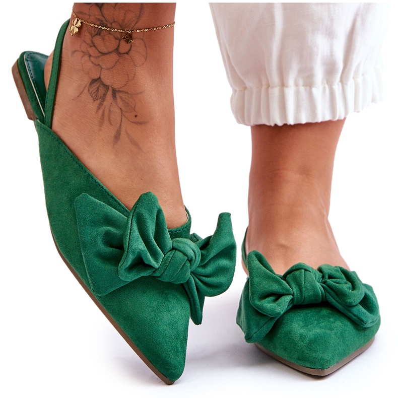 Balerini pentru damă cu fundă verde Nadine Balerini pentru damă cu fundă verde Nadine