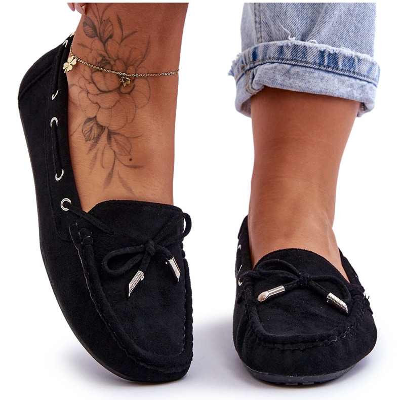 Mocasini de dama din piele intoarsa Negri Si Passione negru