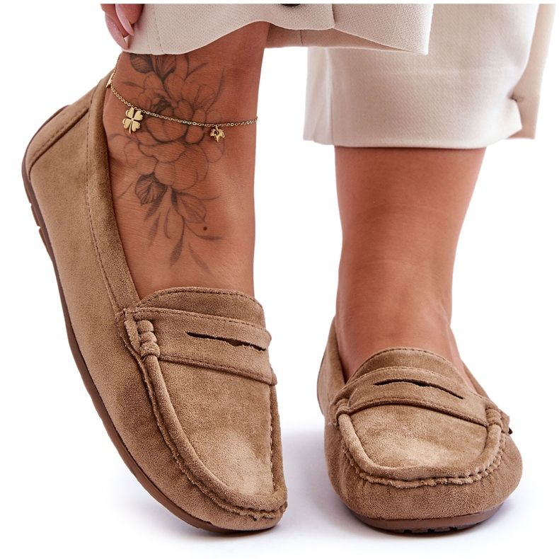 Mocasini din piele intoarsa de dama maro Lenvie