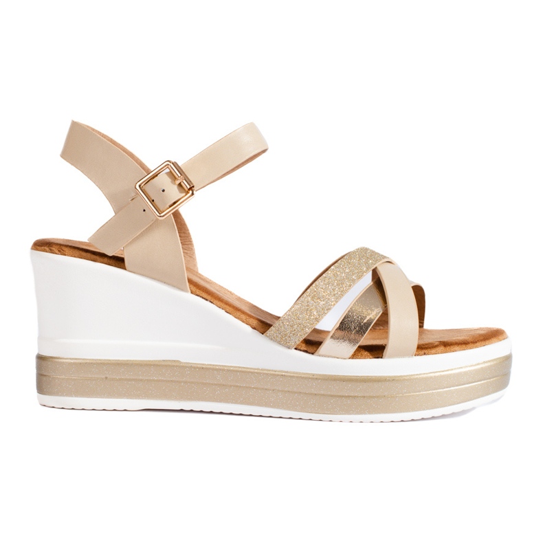 Sandale de damă bej Shelovet cu pană