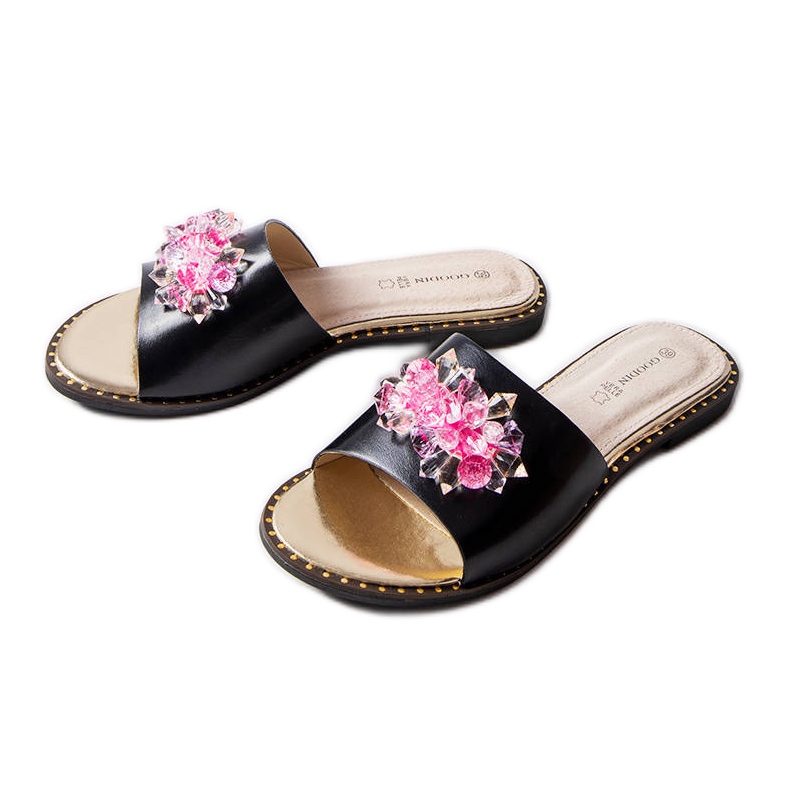 Goodin Flip-flops negri cu cristale negru