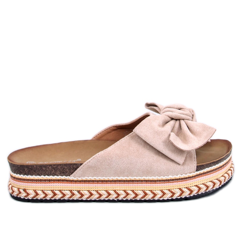 Sandale cu fundă cu talpă înaltă de la Delair Beige bej