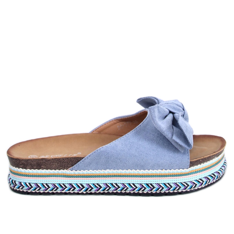 Sandale cu fundă cu talpă înaltă Delair Blue albastru