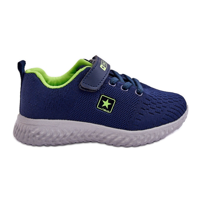 News Pantofi Sport Copii Cu Velcro Bleumarin-Verde Brego albastru