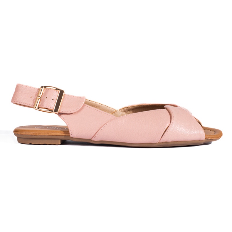 Sandale plate roz din imitație de piele de la Vinceza