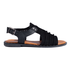 Sandale închise Shelovet din piele intoarsa neagra negru Sandale închise Shelovet din piele intoarsa neagra negru