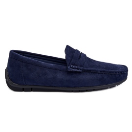 Mocasini pentru bărbați Wesley bleumarin din piele de căprioară albastru