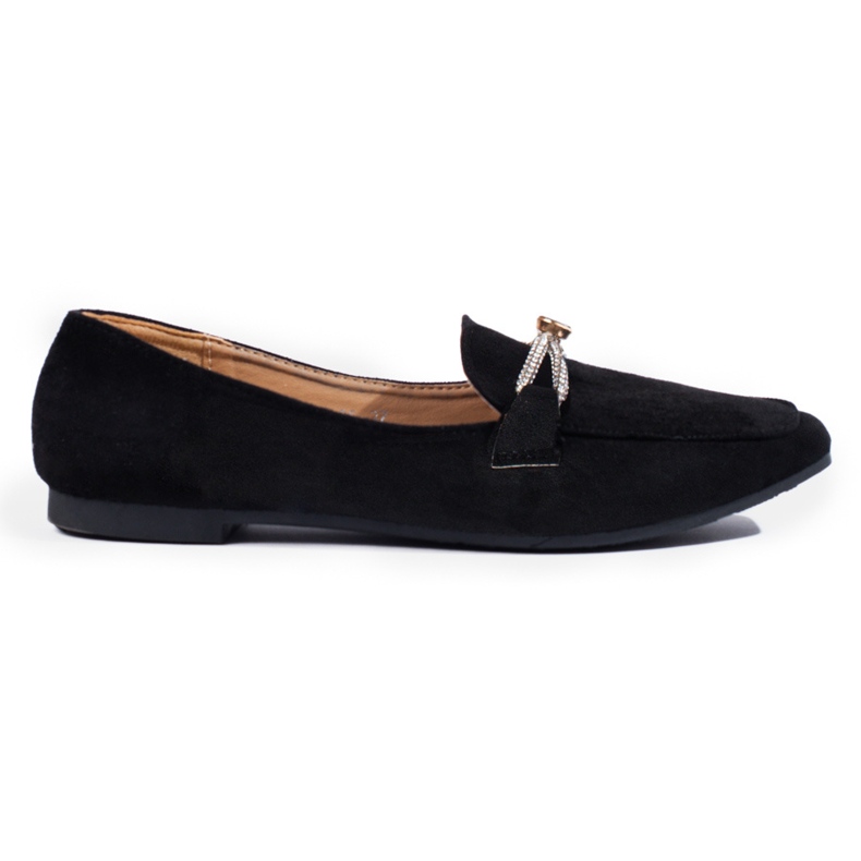 Mocasini slip-on, decorati cu piele intoarsa neagra Shelovet negru