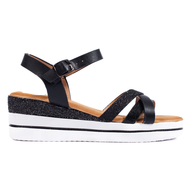 Sandale cu pană Shelovet de damă negre negru