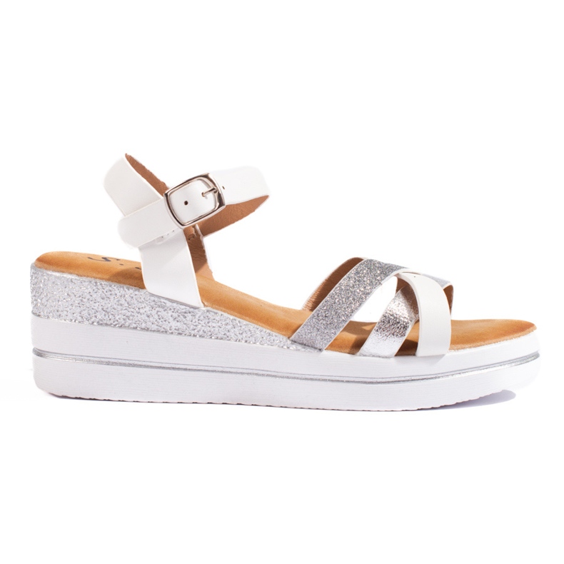 Sandale cu pană de damă Shelovet albe