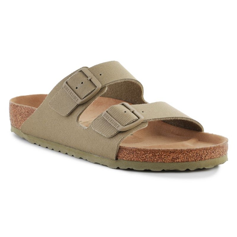 Diapozitive decolorate din pânză vegană Birkenstock Rivet Logo 1023958 verde