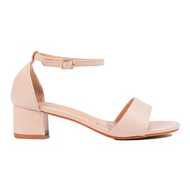 Sandale clasice elegante de damă pe un toc mic Shelovet bej