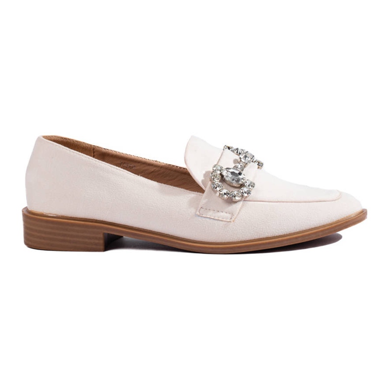 Mocasini de piele intoarsa bej cu catarama Shelovet