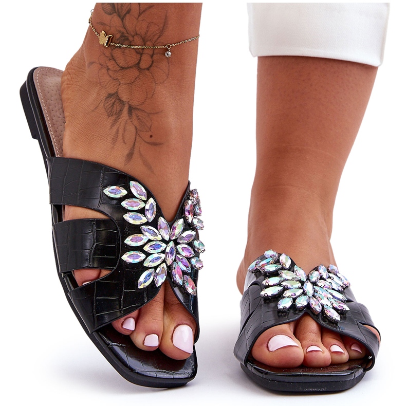 Papuci Cu Pietre Decorative S.Barski 617-22 Negru