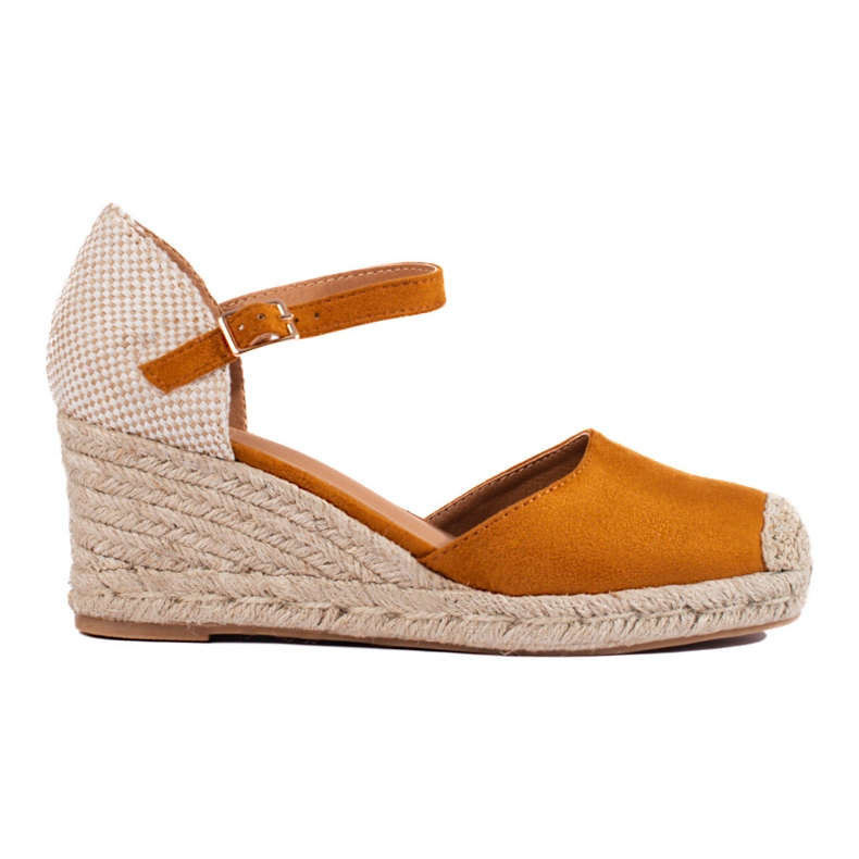 Espadrile de damă Shelovet cu pană de cămilă maro Espadrile de damă Shelovet cu pană de cămilă maro