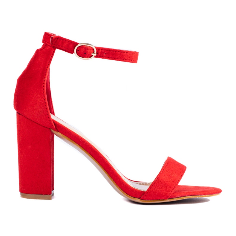 Sandale roșii din piele intoarsa cu toc inalt de la Shelovet roșu