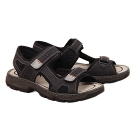 Rieker M R447 sandale negre confortabile cu velcro negru Rieker M R447 sandale negre confortabile cu velcro negru