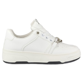 Pantofi sport albi cu lant Pantofi sport albi cu lant
