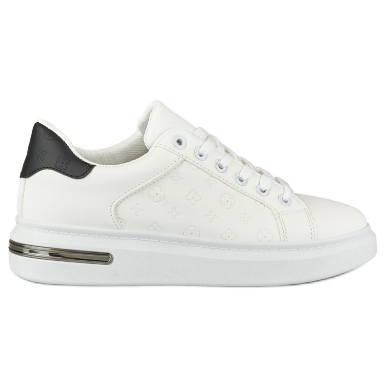 Pantofi sport cu spate decorativ alb