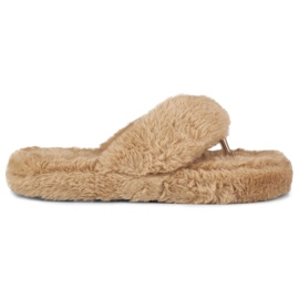 Flip-flops bej cu blană Flip-flops bej cu blană
