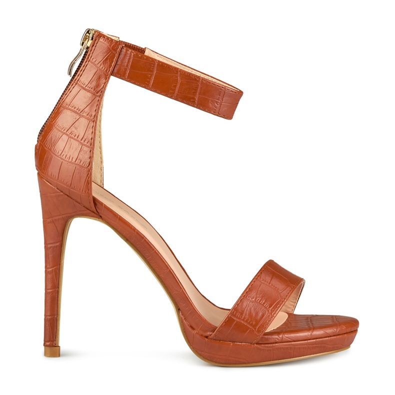 Sandale de damă cu toc înalt caramel maro