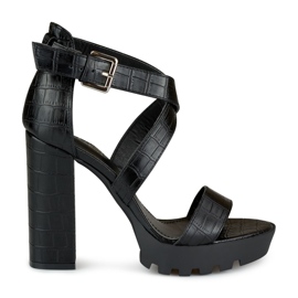 Sandale negre inalte de dama negru Sandale negre inalte de dama negru