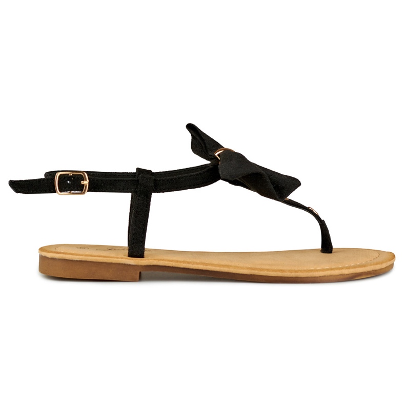 Sandale de dama negre cu fundita negru Sandale de dama negre cu fundita negru