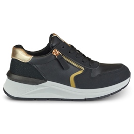 Pantofi sport de dama negri cu fermoar auriu negru Pantofi sport de dama negri cu fermoar auriu negru