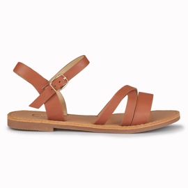 Sandale plate maro de dama violet